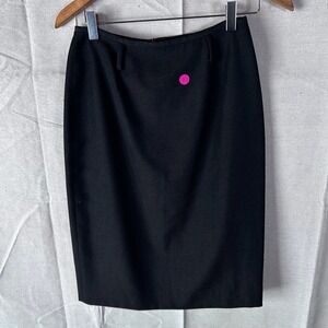 Linda Allard Ellen Tracy Black 100% Wool Pencil Skirt Size 4 Career Wear